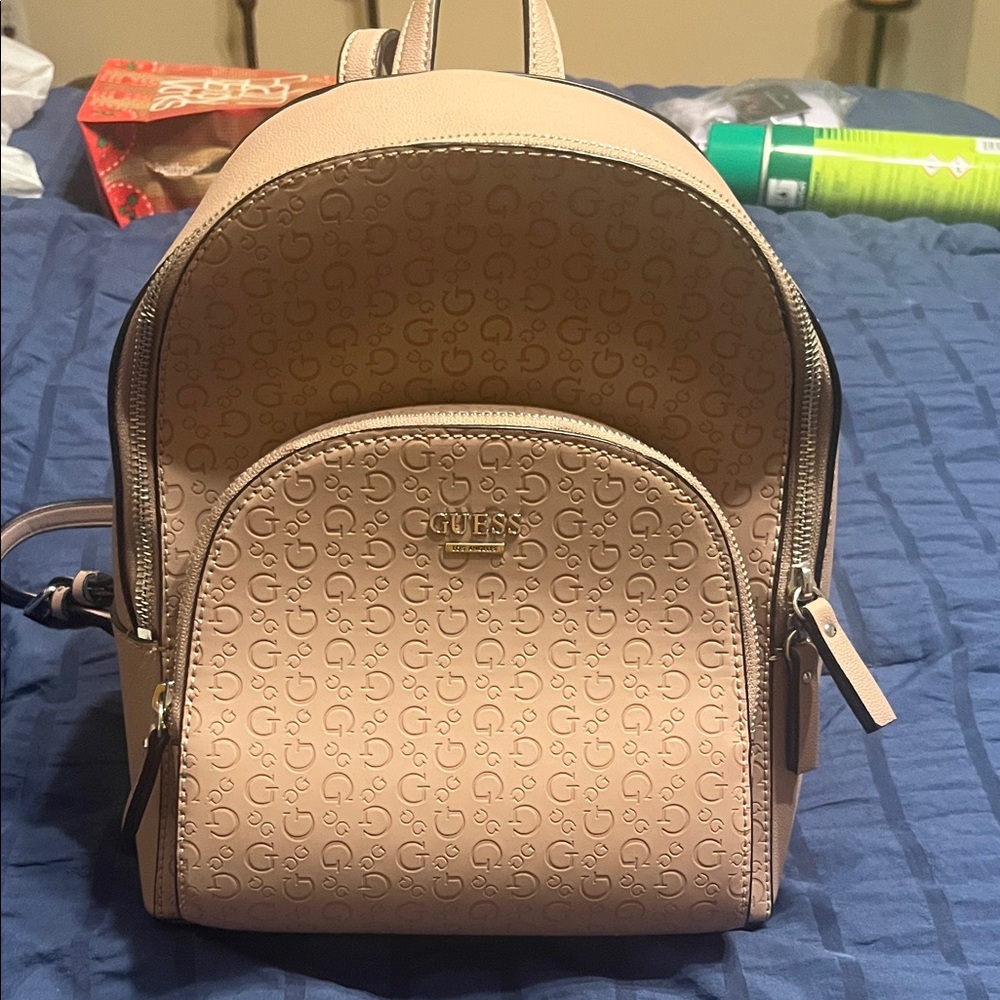 Guess Beige Monogram Backpack - image 1